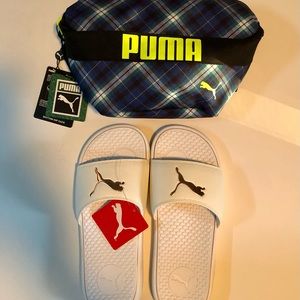 PUMA Set Rhythm Hip Sack & White/Rose Gold Slides Size W8 - Both NWT